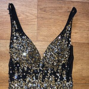 Gorgeous Beaded Black Floor Length Gown